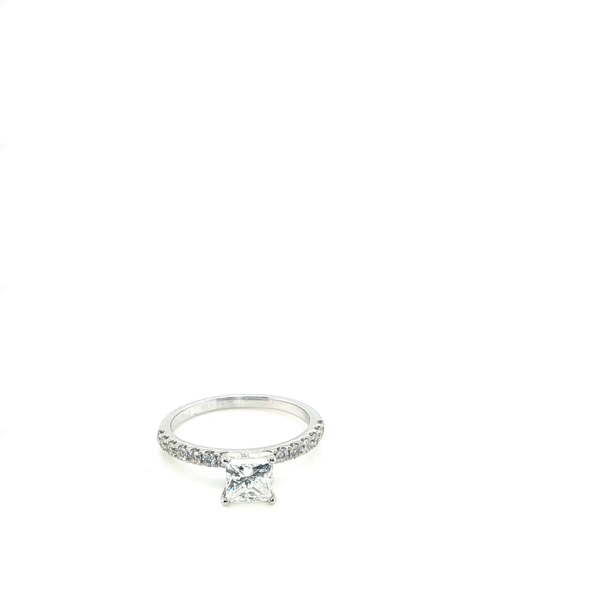 Princess-Cut Diamond White Gold Pavé Engagement Ring