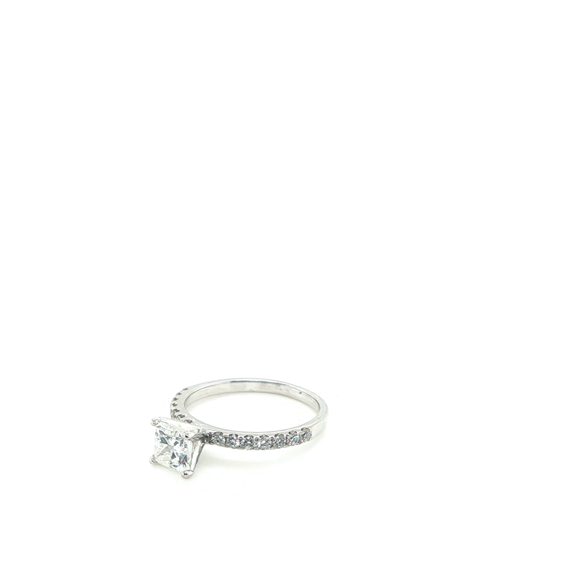 Princess-Cut Diamond White Gold Pavé Engagement Ring