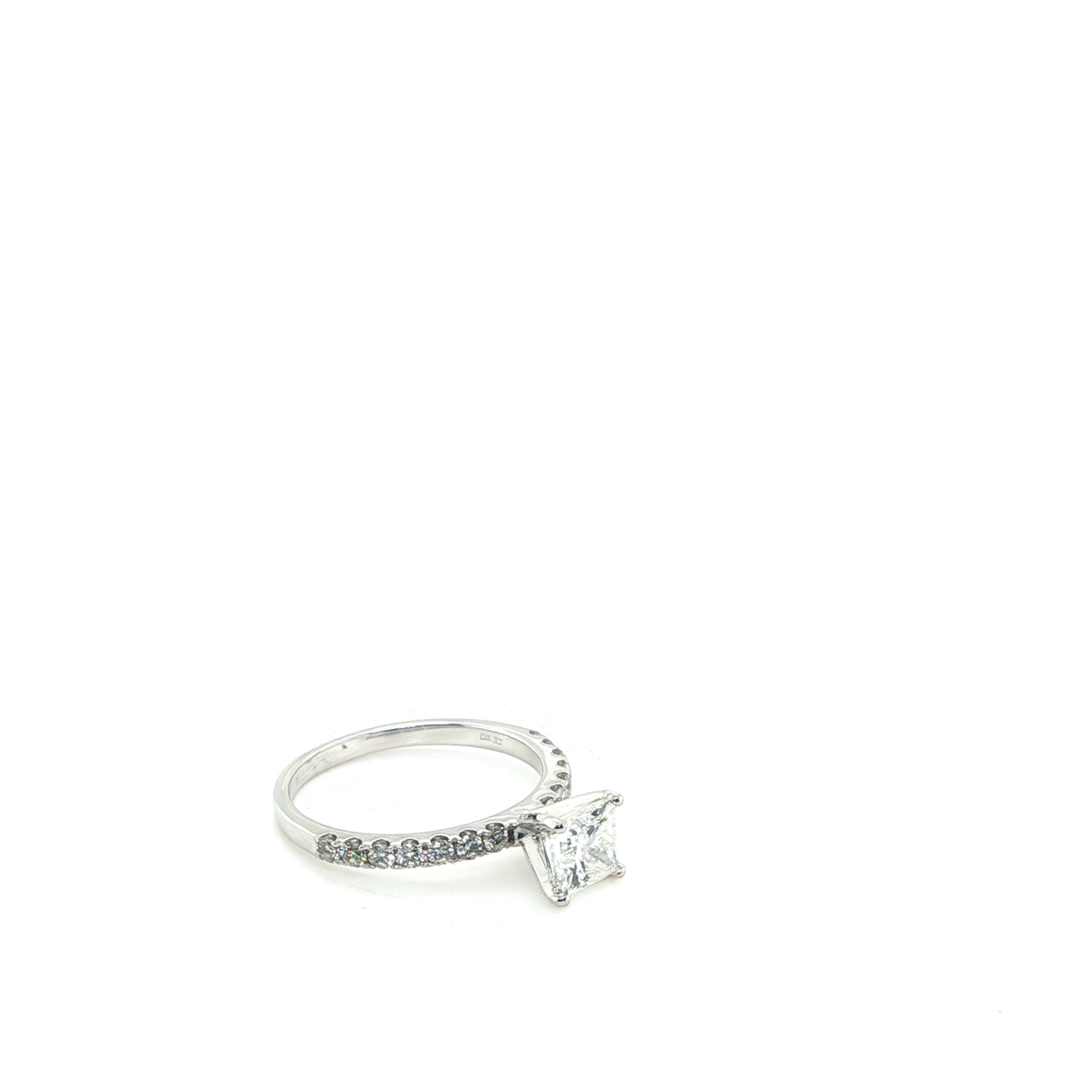 Princess-Cut Diamond White Gold Pavé Engagement Ring