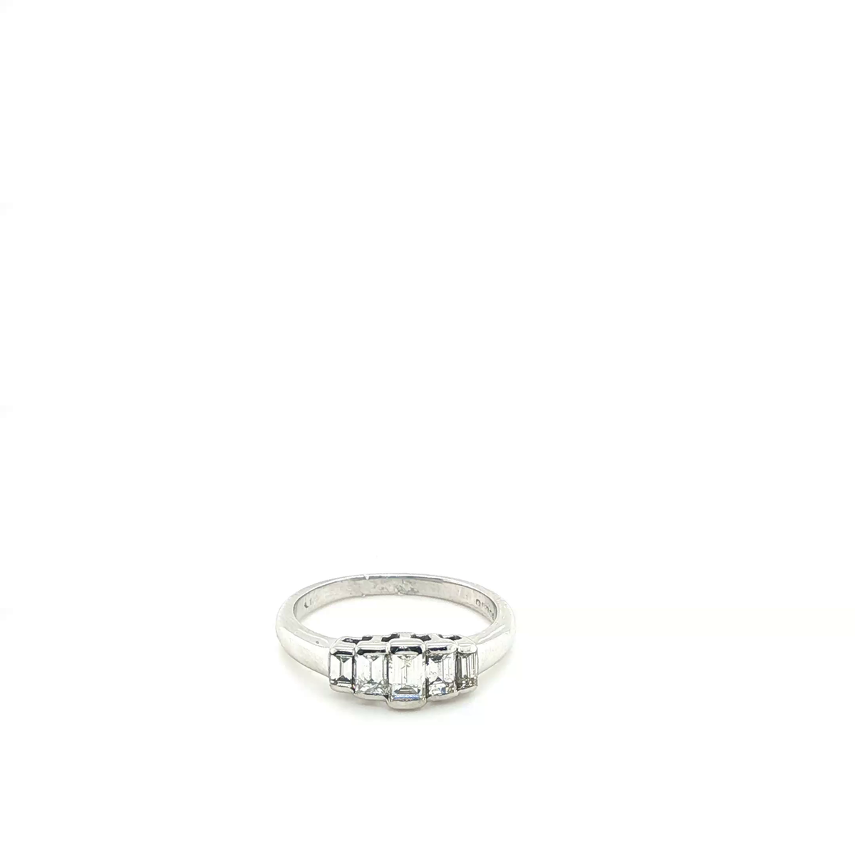 White Gold Graduated Five-Stone Emerald-Cut Diamond Ring