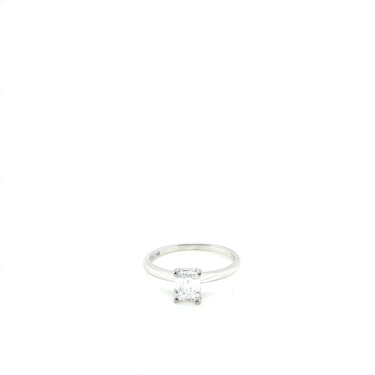 Emerald-Cut Diamond Solitaire Ring in White Gold