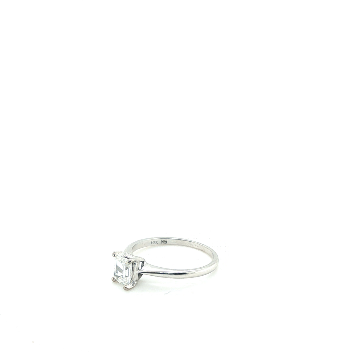 Emerald-Cut Diamond Solitaire Ring in White Gold