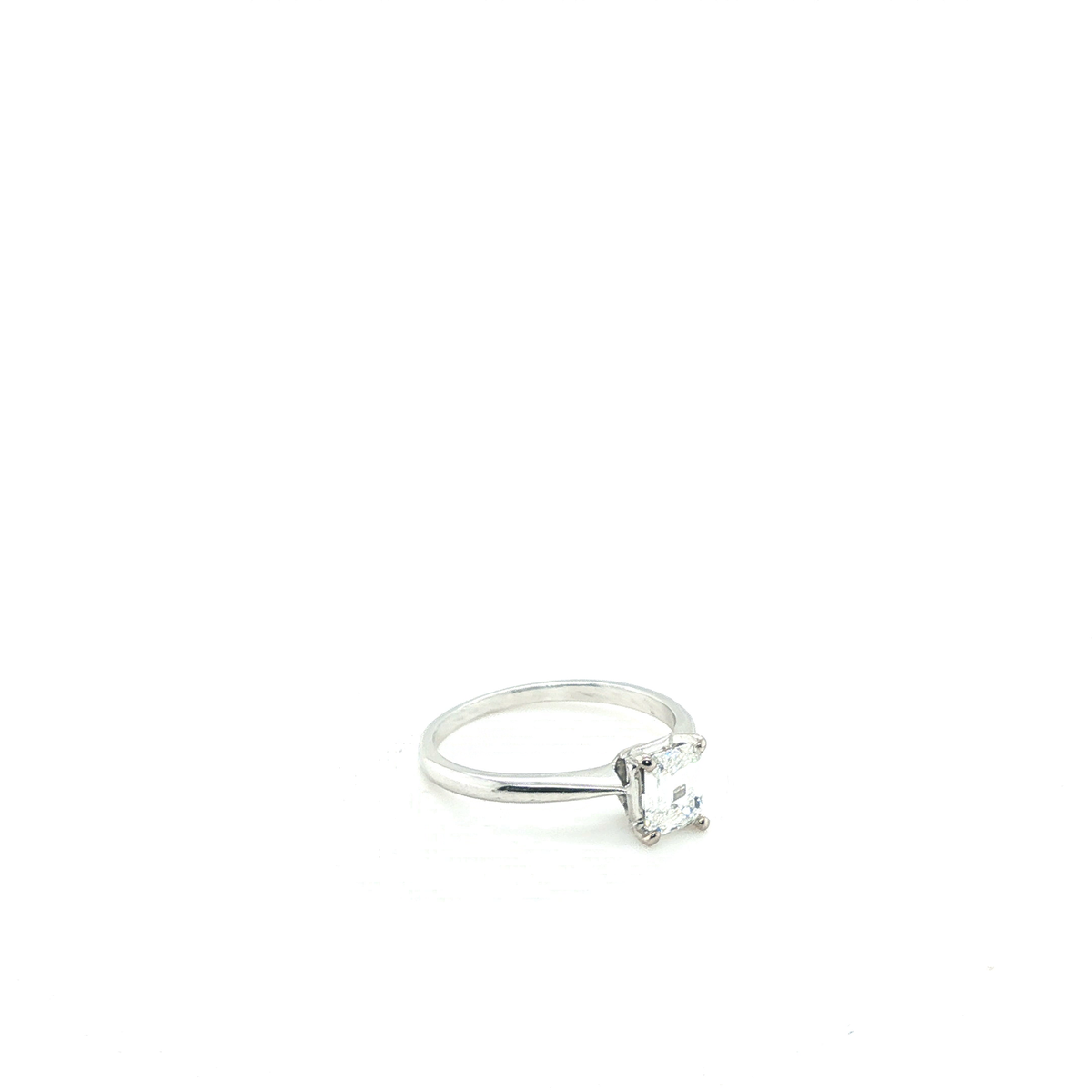 Emerald-Cut Diamond Solitaire Ring in White Gold