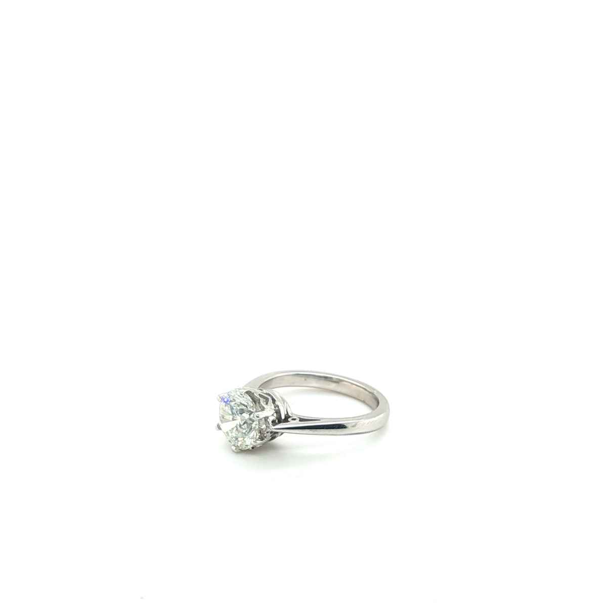 Round Brilliant Cut Diamond Solitaire Ring in White Gold