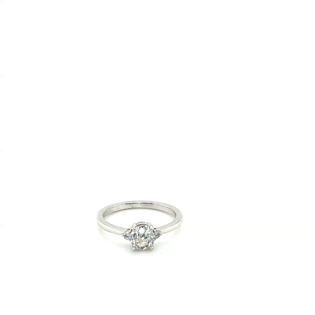 Oval Brilliant Cut Diamond Three-Stone Engagement Ring in White Gold