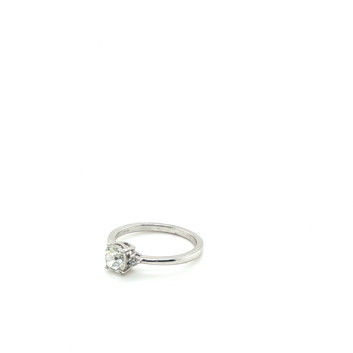 Oval Brilliant Cut Diamond Three-Stone Engagement Ring in White Gold