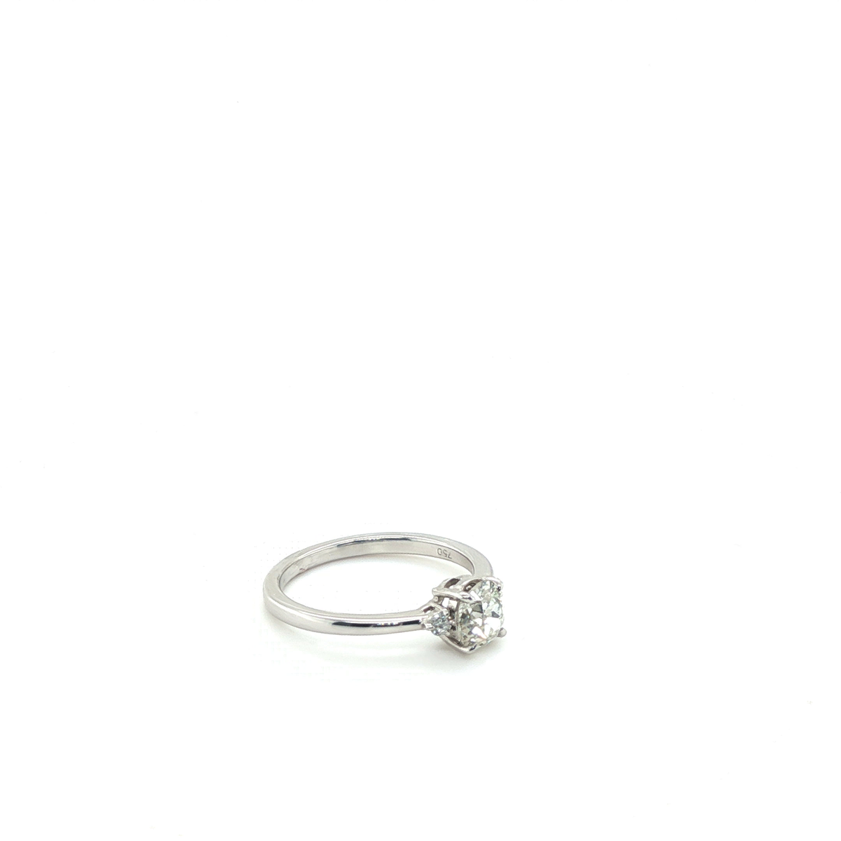 Oval Brilliant Cut Diamond Three-Stone Engagement Ring in White Gold