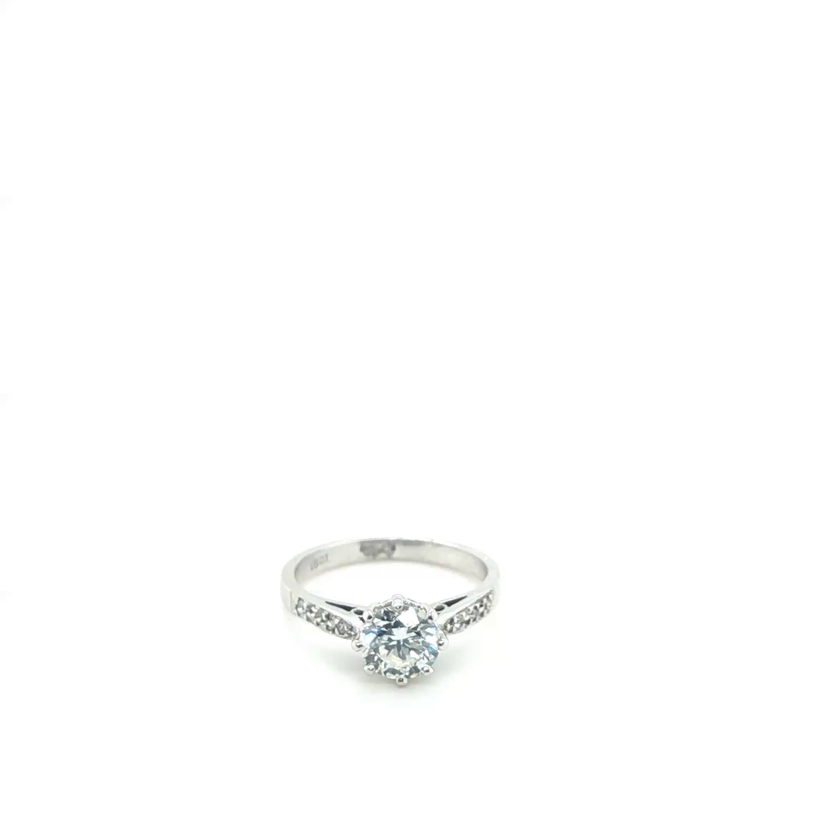 Round Brilliant Cut Diamond Six-Prong Engagement Ring in White Gold