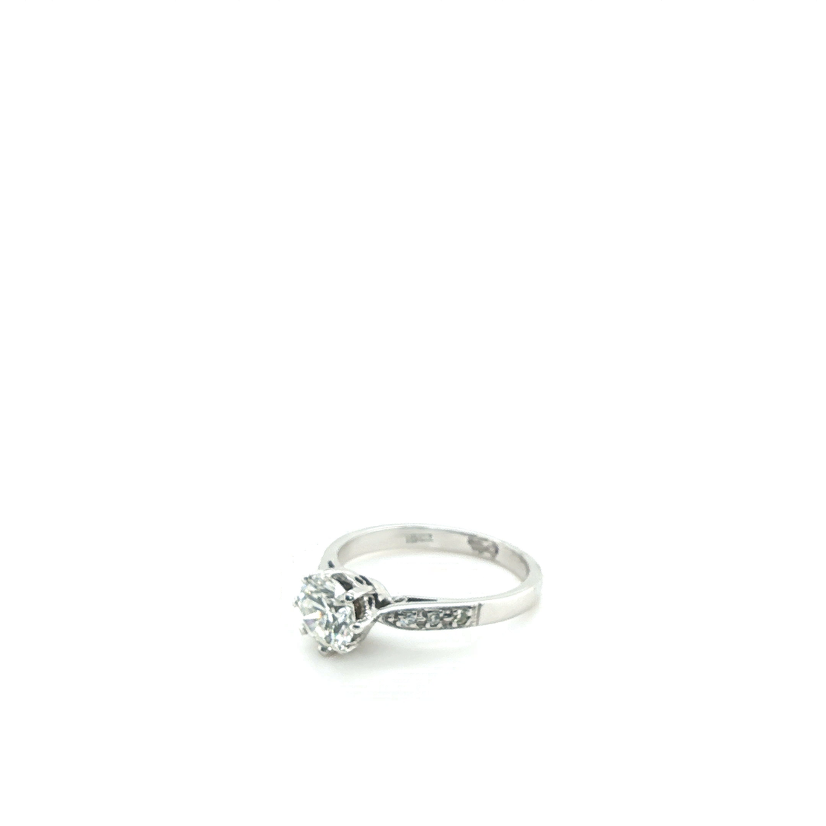 Round Brilliant Cut Diamond Six-Prong Engagement Ring in White Gold
