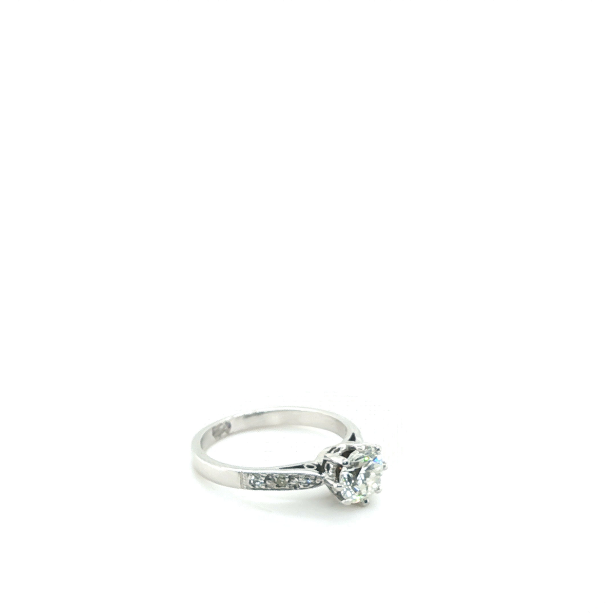 Round Brilliant Cut Diamond Six-Prong Engagement Ring in White Gold