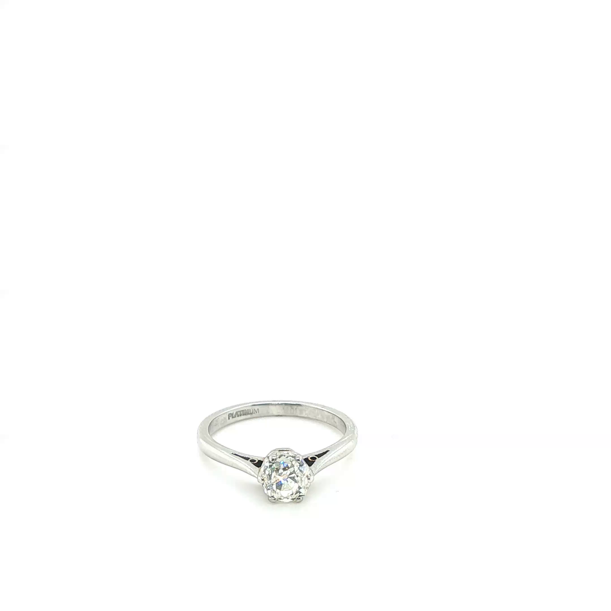 Vintage-Inspired Platinum Round Brilliant Diamond Solitaire Ring