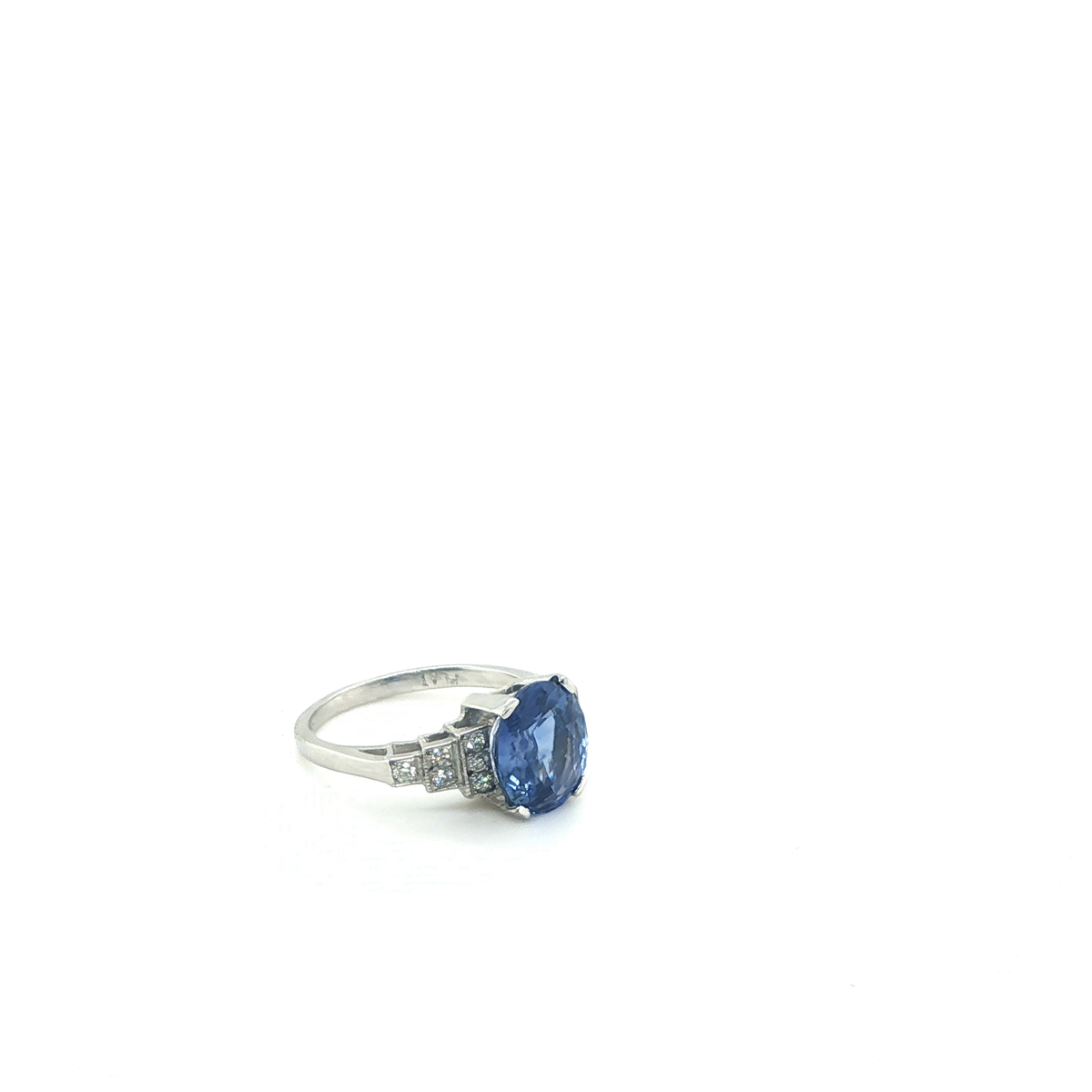Vintage-Inspired Oval Blue Sapphire and Diamond Tiered Platinum Cocktail Ring