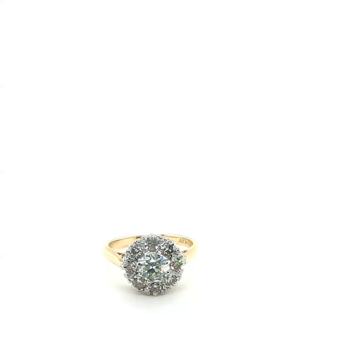 Round Brilliant Diamond Cluster Halo Cocktail Ring in Yellow Gold