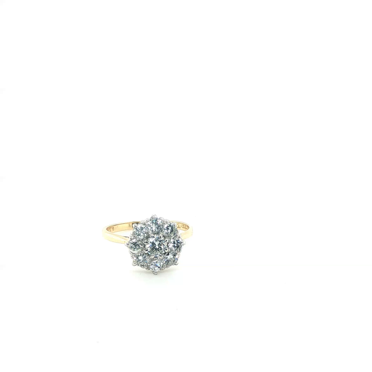 Round Brilliant Diamond Floral Cluster Ring in Yellow Gold
