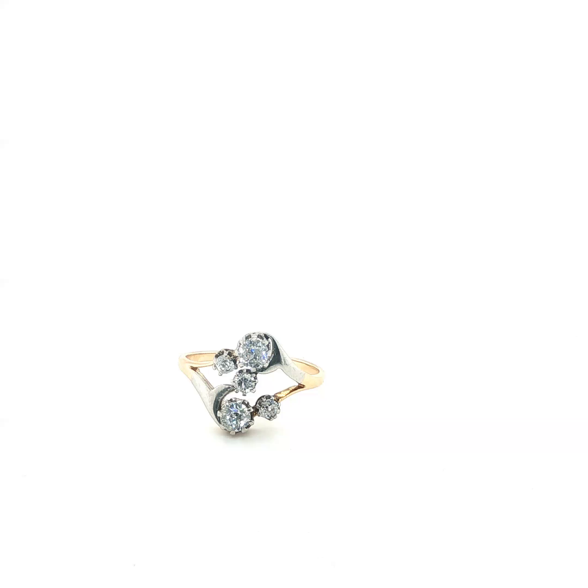 Five-Stone Diamond Bypass Ring in Yellow Gold