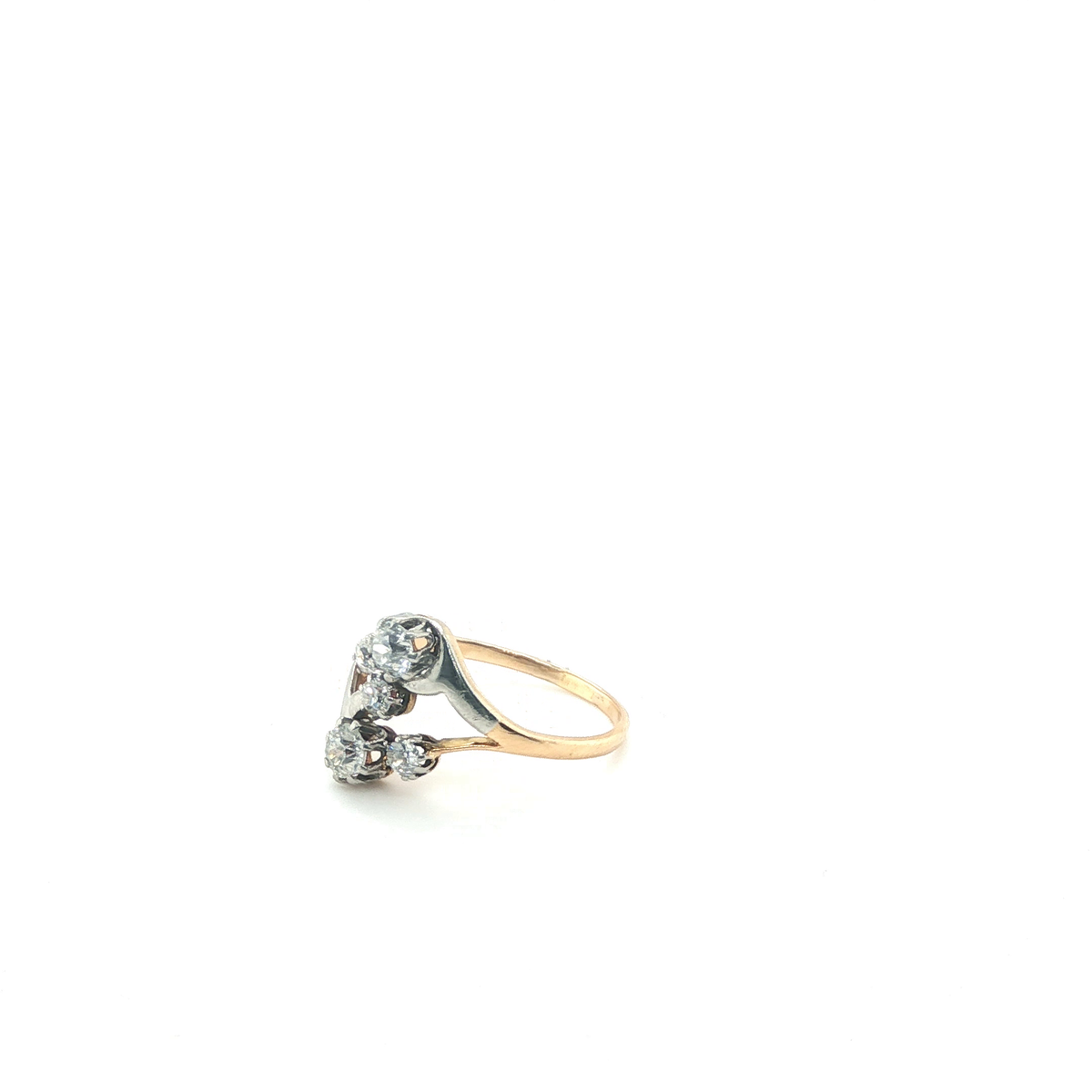 Five-Stone Diamond Bypass Ring in Yellow Gold