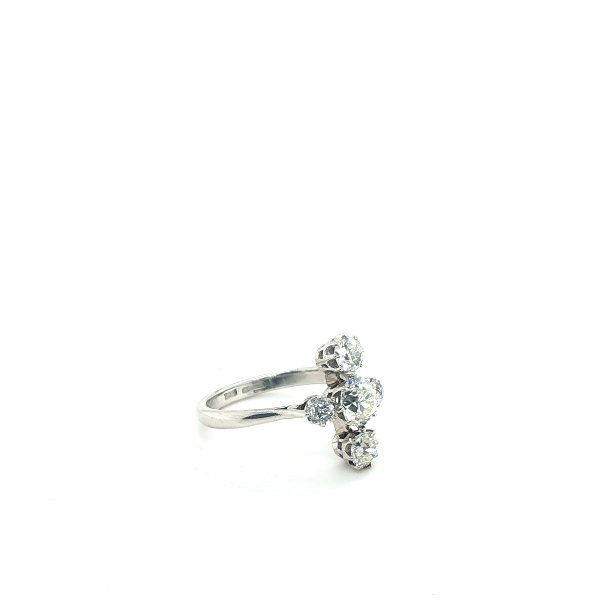 Round Brilliant Cut Diamond Cross Cluster Ring in Platinum