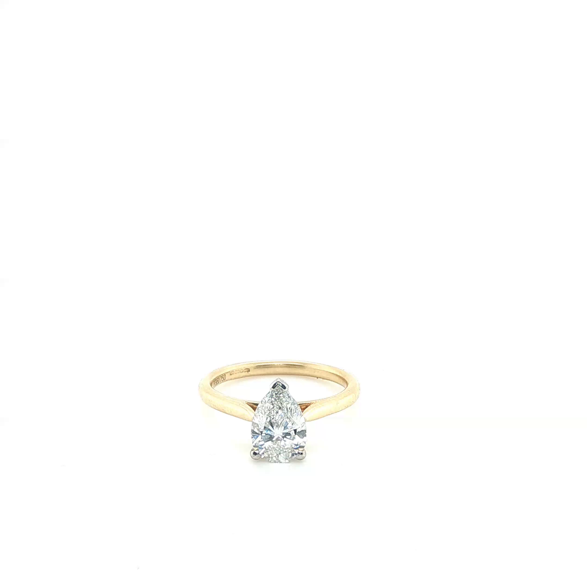 Pear-Cut Brilliant Lab-Grown Diamond Solitaire Engagement Ring in Yellow Gold