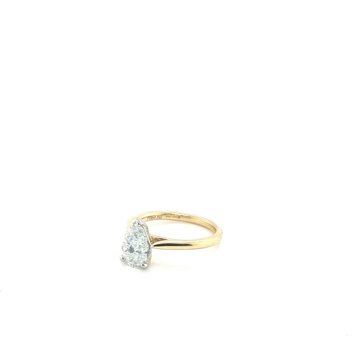 Pear-Cut Brilliant Lab-Grown Diamond Solitaire Engagement Ring in Yellow Gold