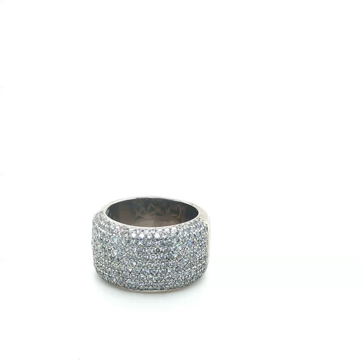 White Gold Wide Pavé Diamond Statement Band Ring
