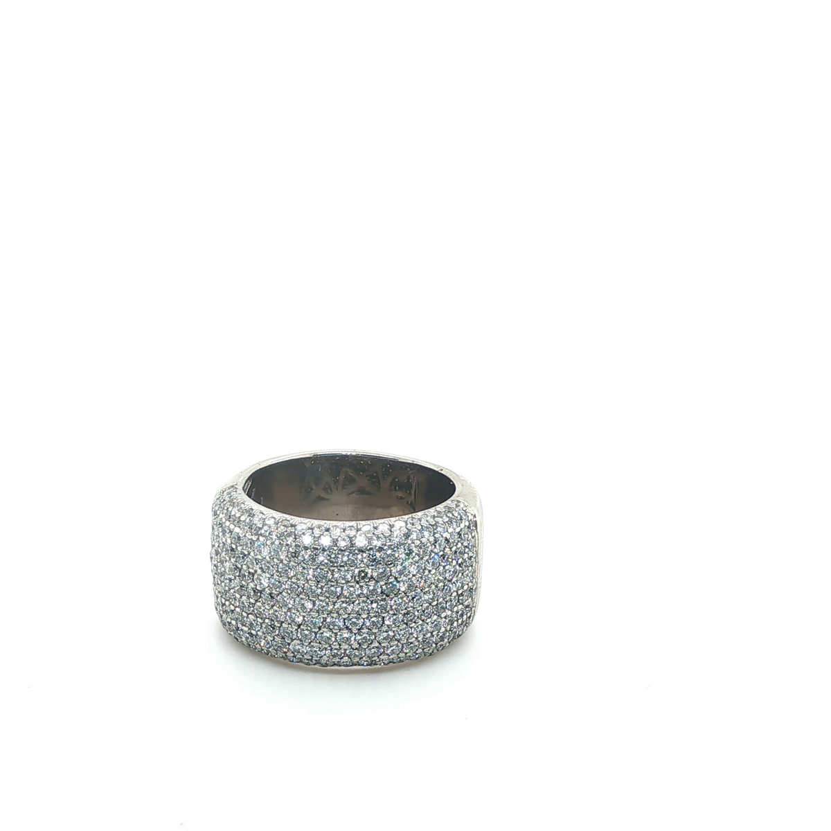 White Gold Wide Pavé Diamond Statement Band Ring