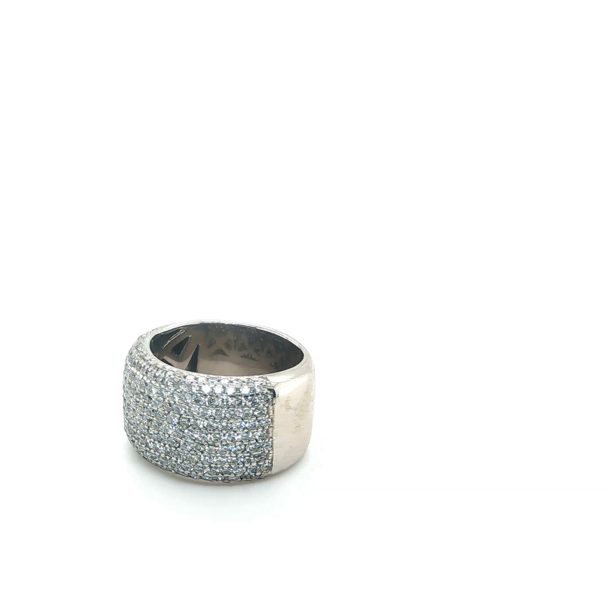 White Gold Wide Pavé Diamond Statement Band Ring