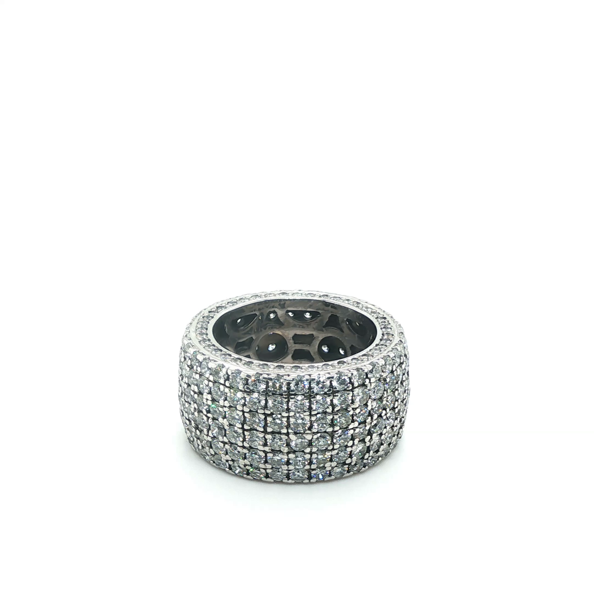 White Gold Five-Row Round Brilliant Diamond Pave Eternity Band