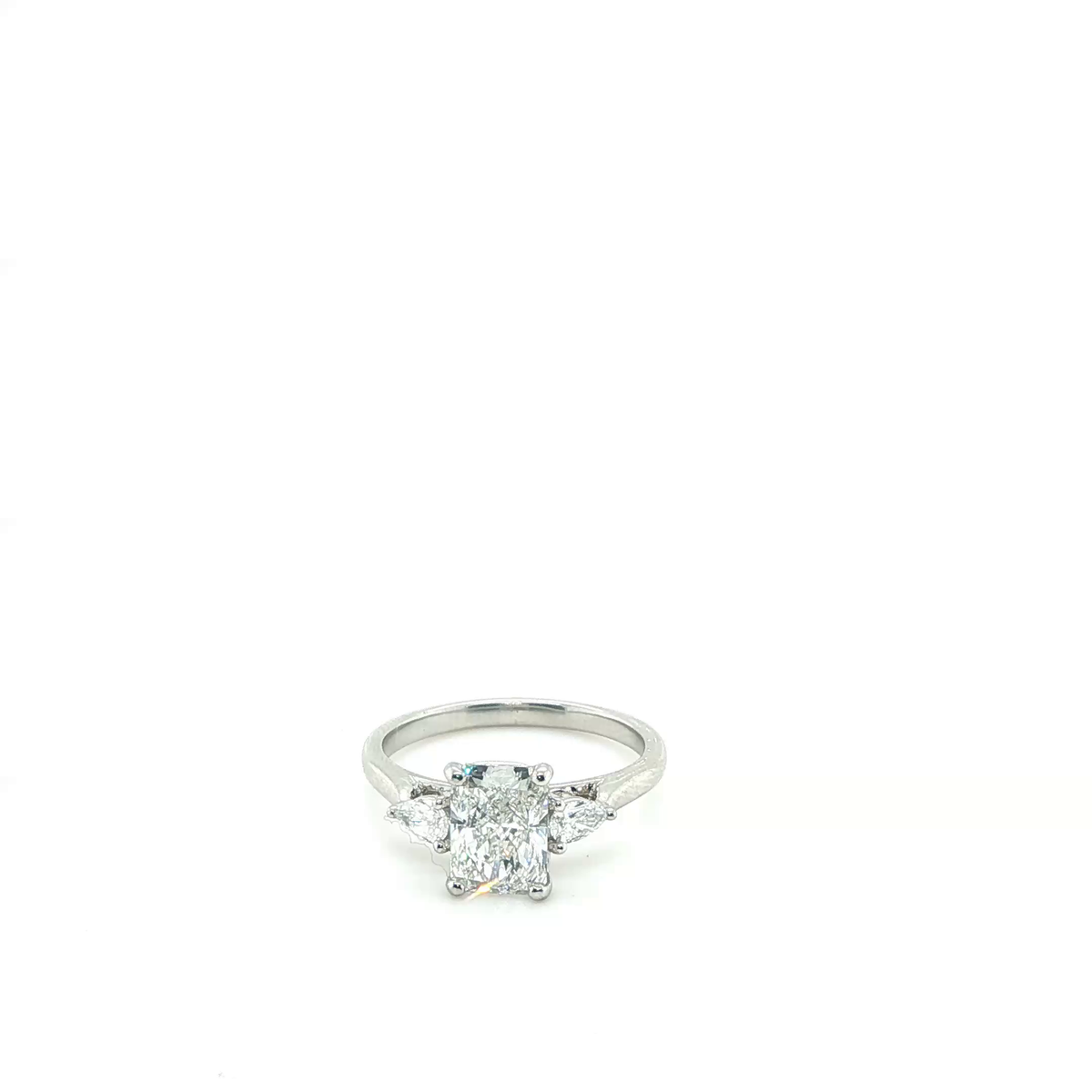 Radiant Cut Lab-Grown Diamond Three-Stone Engagement Ring in Platinum