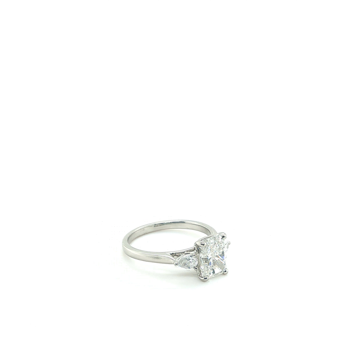 Radiant Cut Lab-Grown Diamond Three-Stone Engagement Ring in Platinum