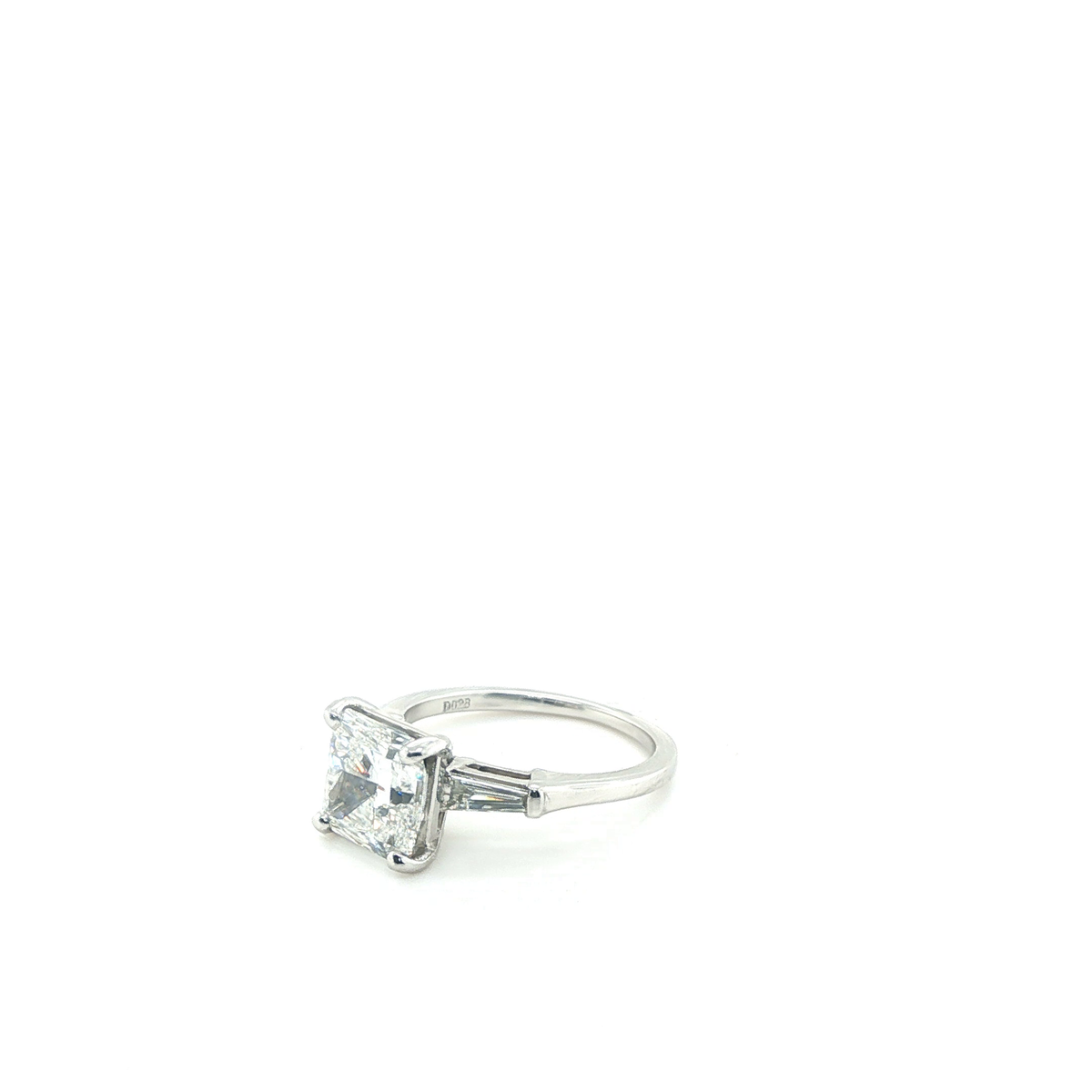 Radiant Cut Lab-Grown Diamond Three-Stone Engagement Ring in White Gold
