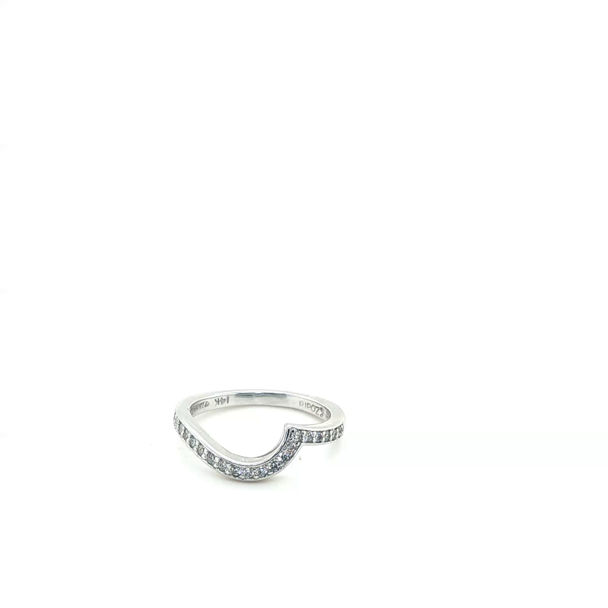 Diamond Pavé Contoured Wedding Band in 14K White Gold