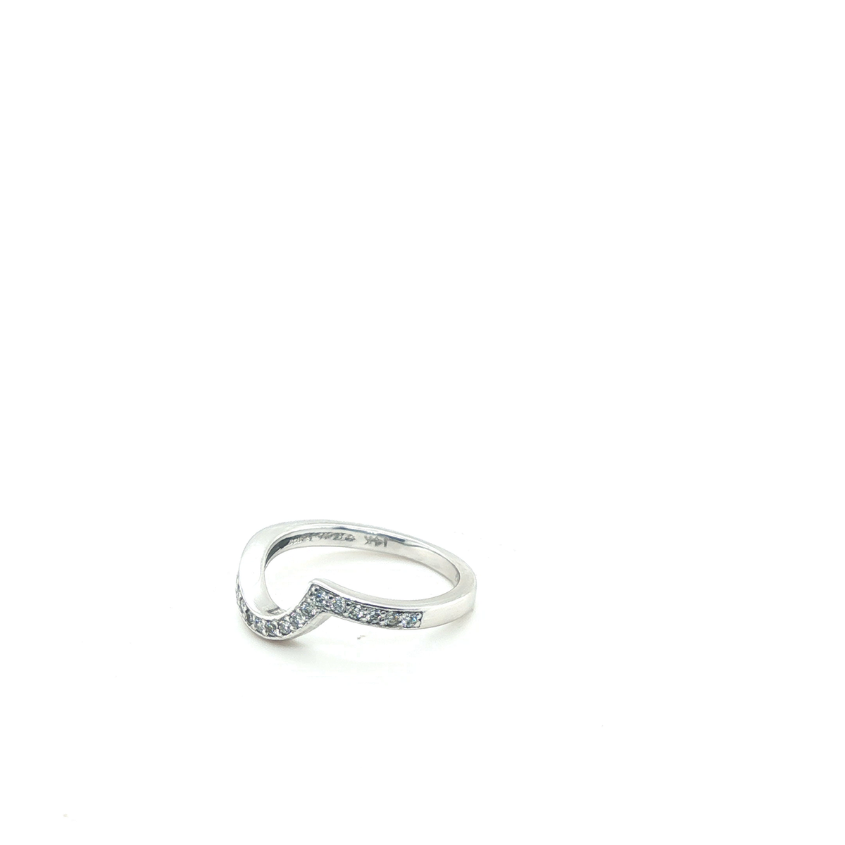Diamond Pavé Contoured Wedding Band in 14K White Gold