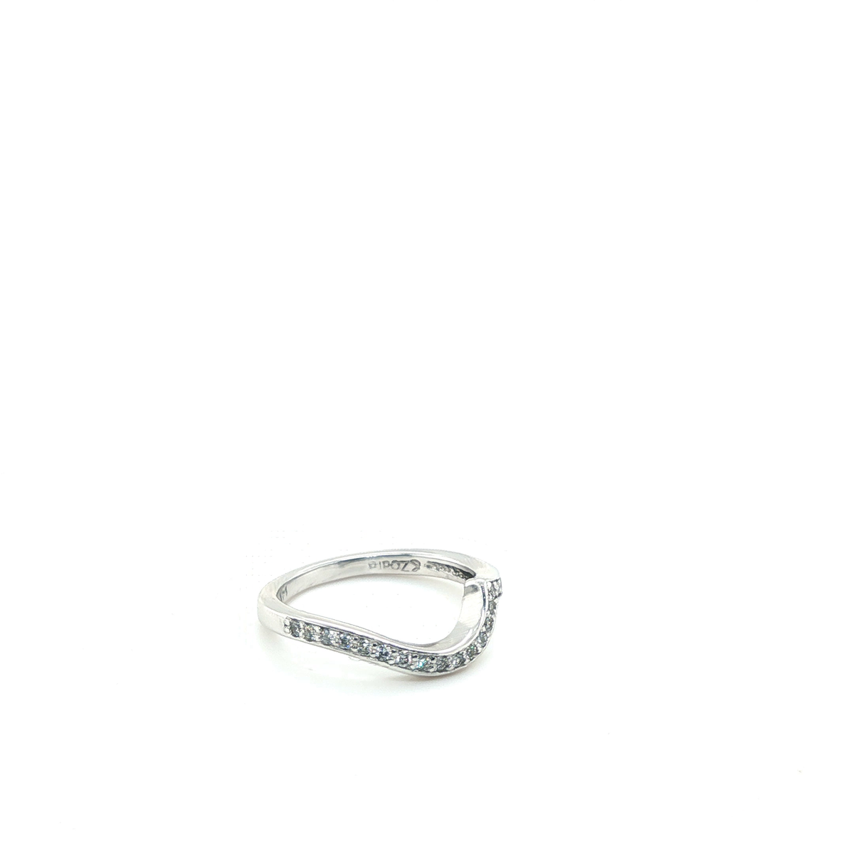 Diamond Pavé Contoured Wedding Band in 14K White Gold