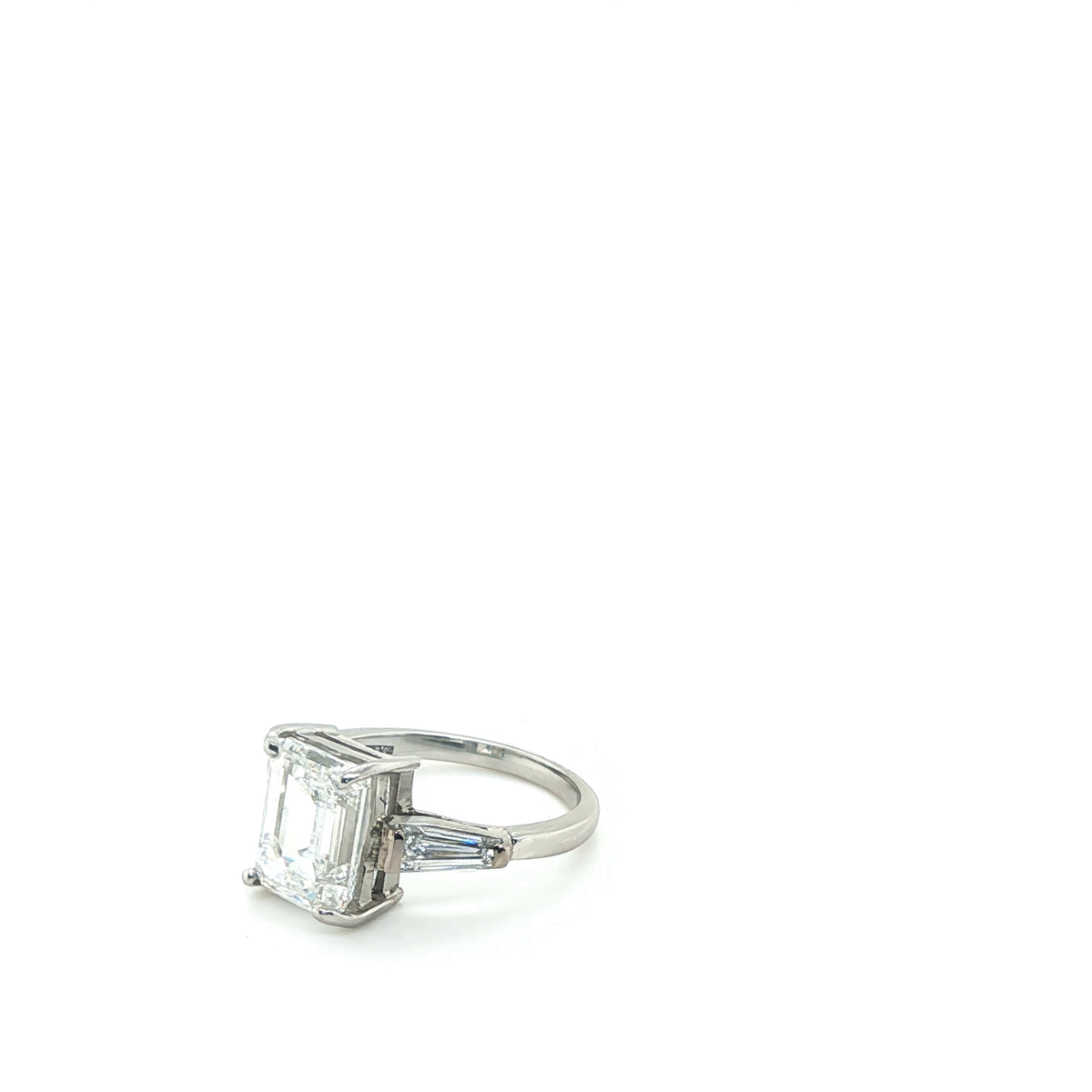 Emerald Cut Lab-Grown Diamond Three Stone Ring in Platinum