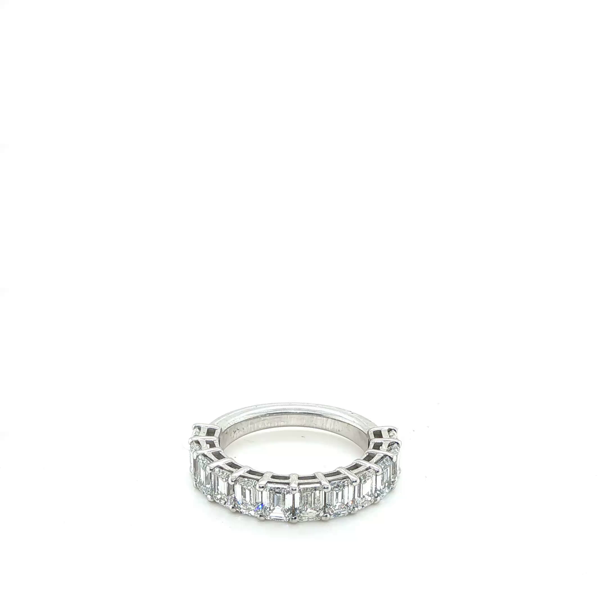 Emerald-Cut Lab-Grown Diamond White Gold Half-Eternity Band