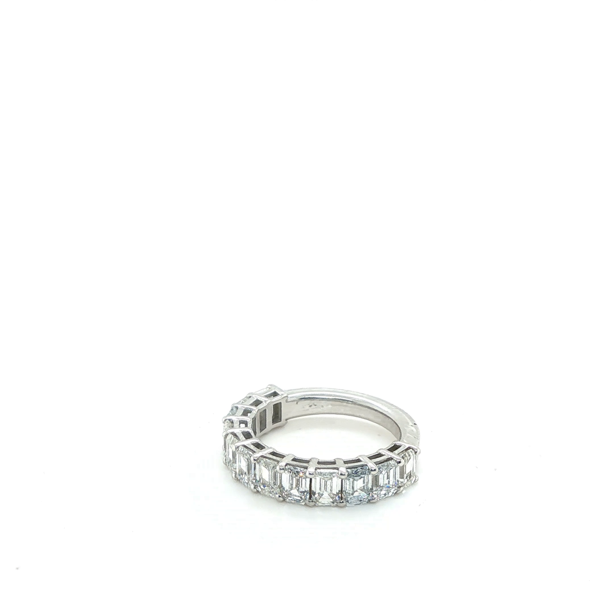 Emerald-Cut Lab-Grown Diamond White Gold Half-Eternity Band