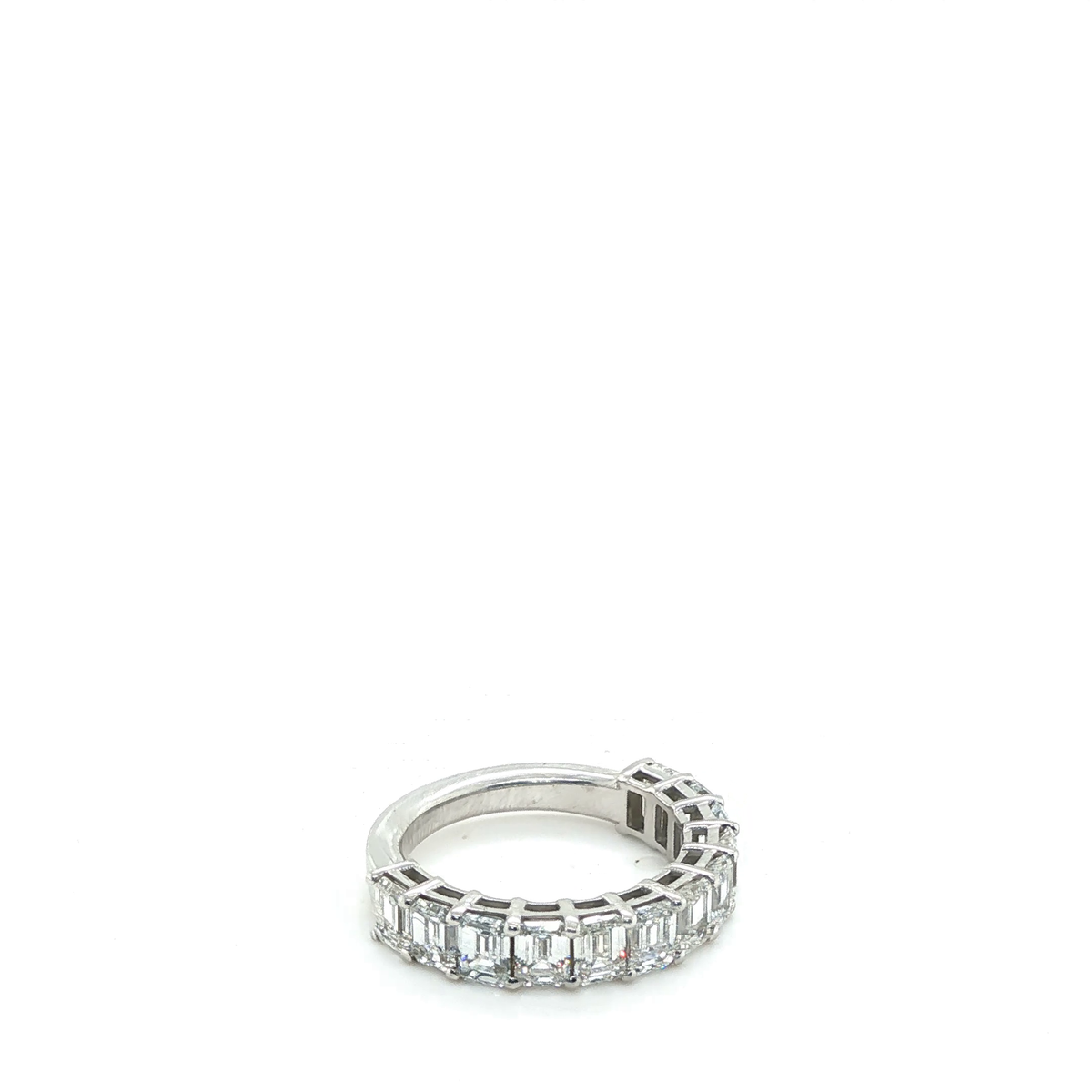 Emerald-Cut Lab-Grown Diamond White Gold Half-Eternity Band