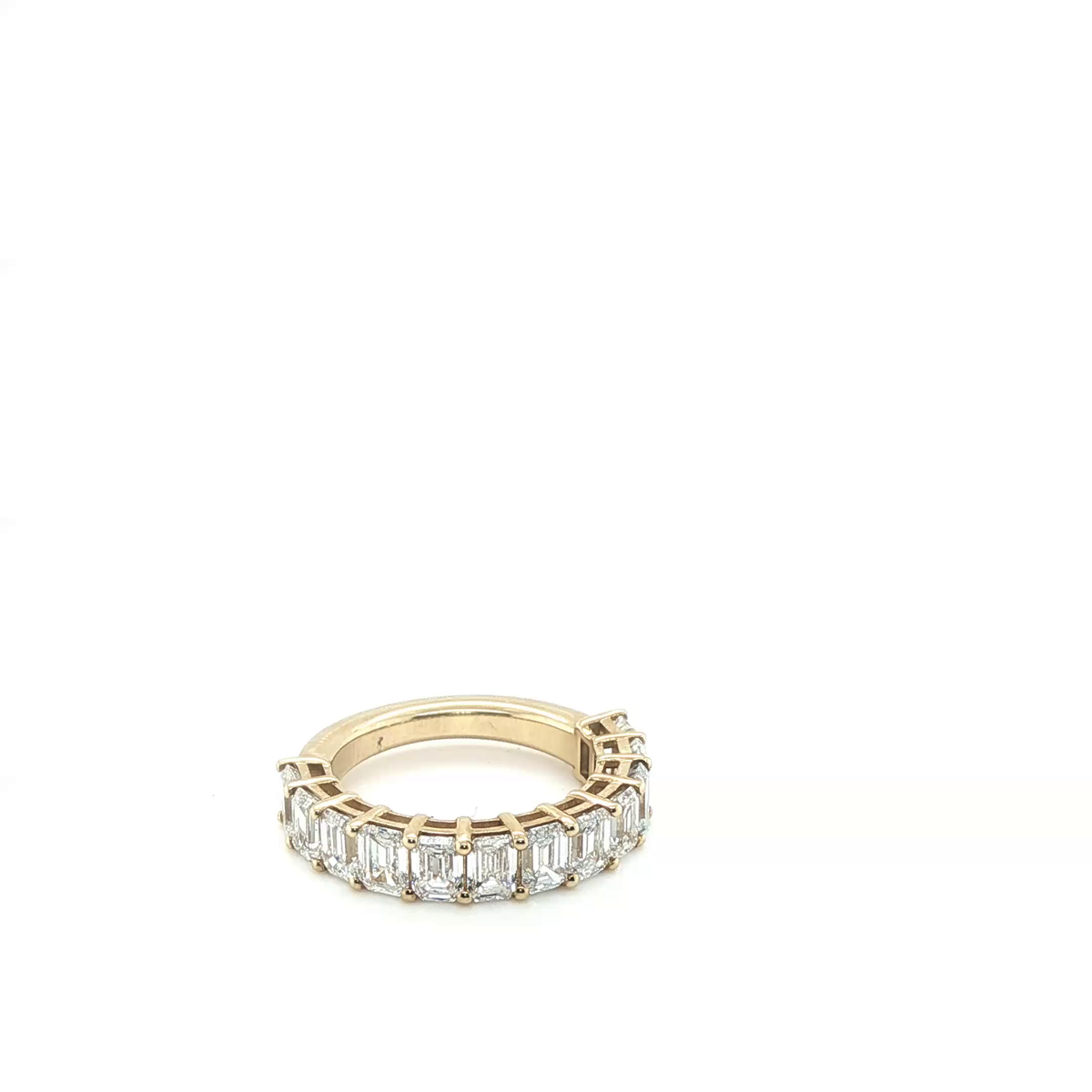 Emerald-Cut Lab-Grown Diamond Yellow Gold Half-Eternity Ring