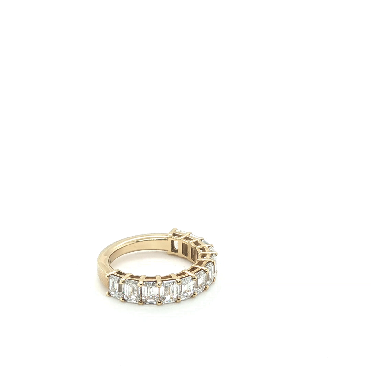 Emerald-Cut Lab-Grown Diamond Yellow Gold Half-Eternity Ring