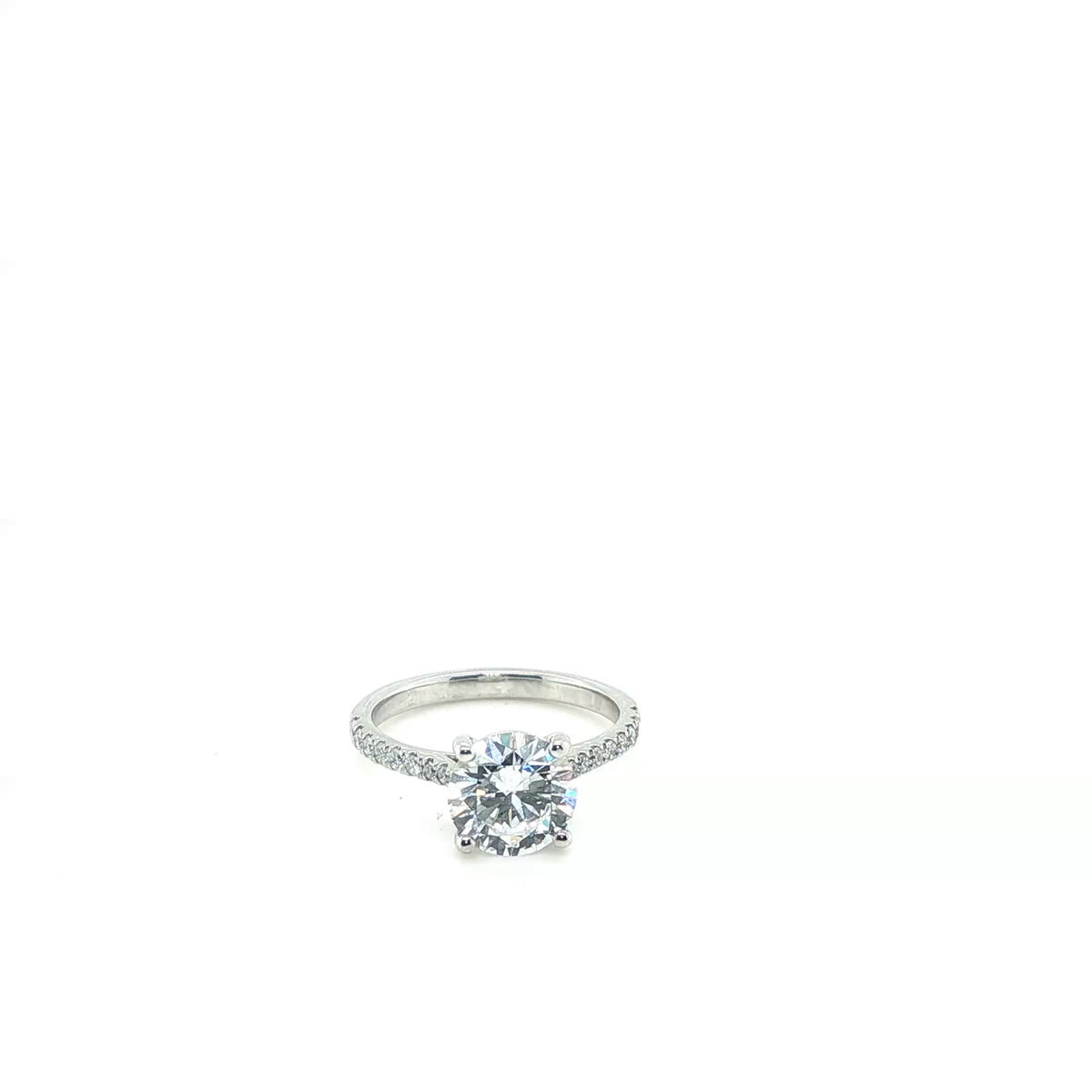 Round Brilliant Lab-Grown Diamond Pave Shank Engagement Ring in Platinum