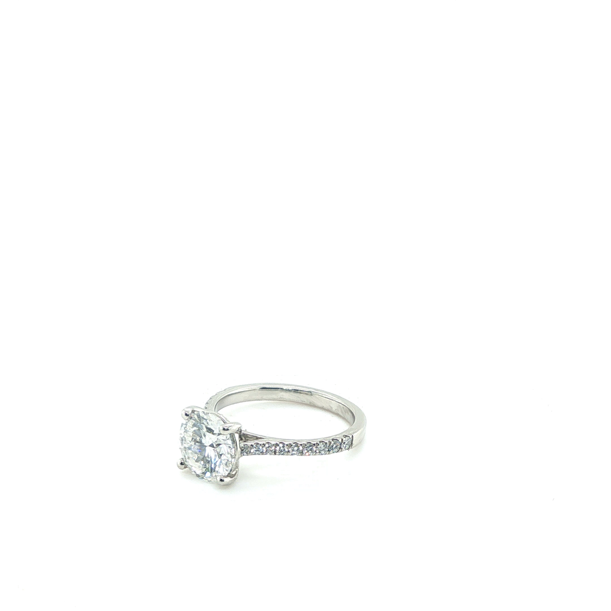Round Brilliant Lab-Grown Diamond Pave Shank Engagement Ring in Platinum