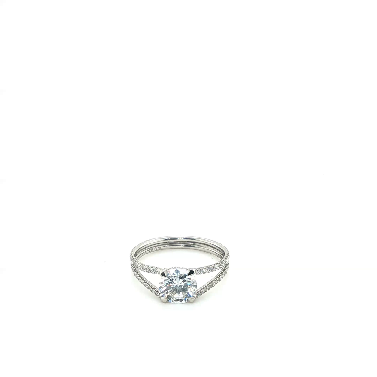 Round Brilliant Lab-Grown Diamond Split-Shank Pave Engagement Ring in White Gold