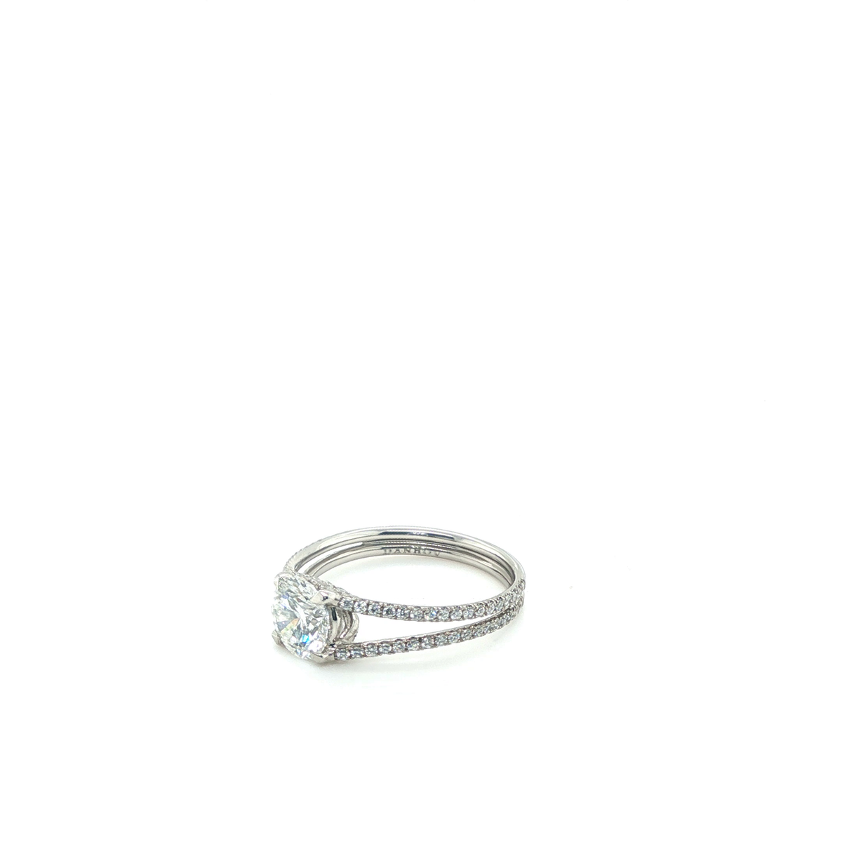 Round Brilliant Lab-Grown Diamond Split-Shank Pave Engagement Ring in White Gold