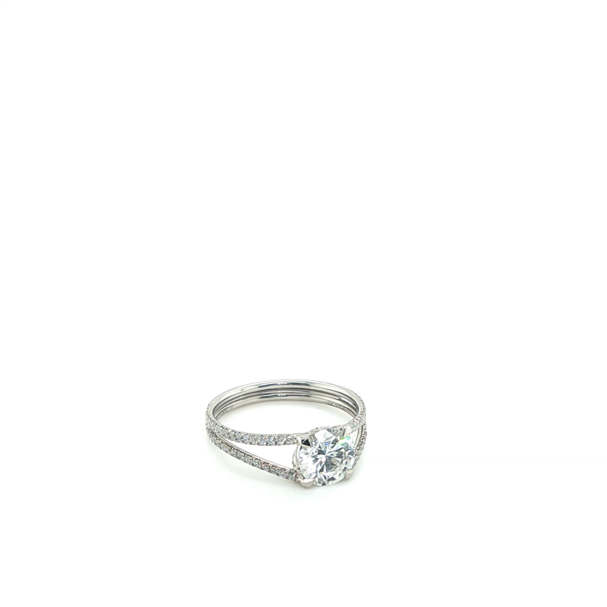Round Brilliant Lab-Grown Diamond Split-Shank Pave Engagement Ring in White Gold