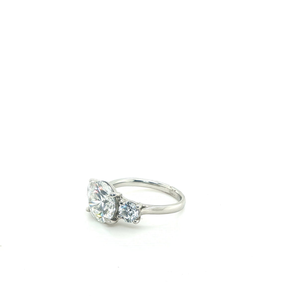 Round Brilliant-Cut Lab-Grown Diamond Three-Stone Ring in White Gold
