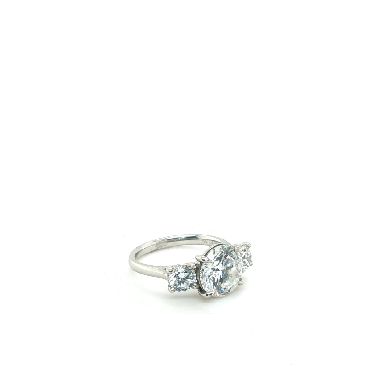 Round Brilliant-Cut Lab-Grown Diamond Three-Stone Ring in White Gold