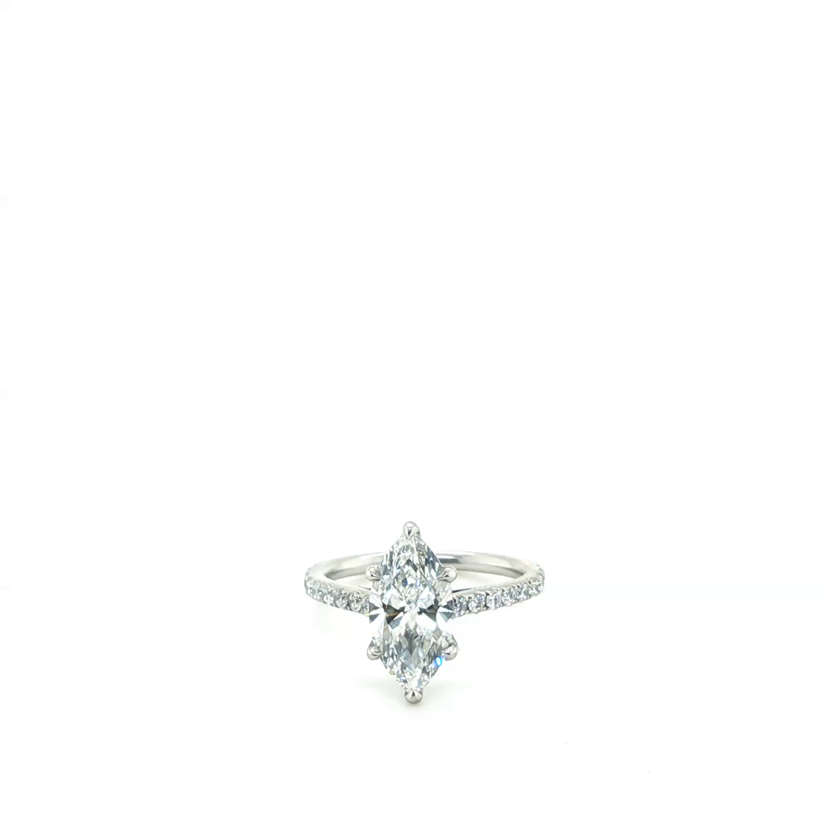 Marquise Brilliant Lab-Grown Diamond Pavé Platinum Engagement Ring
