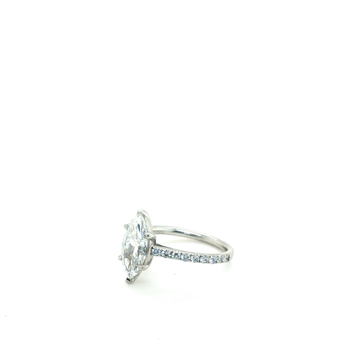 Marquise Brilliant Lab-Grown Diamond Pavé Platinum Engagement Ring