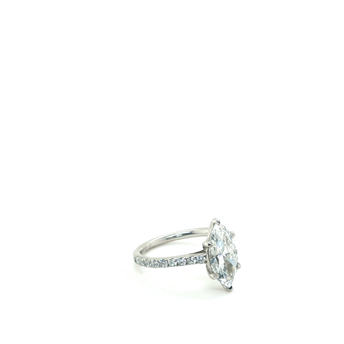 Marquise Brilliant Lab-Grown Diamond Pavé Platinum Engagement Ring