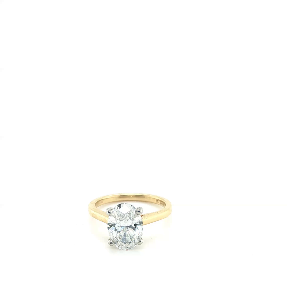 Oval Brilliant Cut Lab-Grown Diamond Solitaire Ring in Two-Tone Yellow Gold